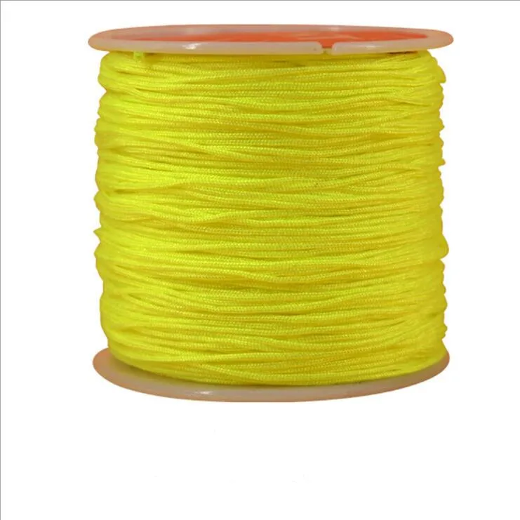 fluorescence yellow 1 рулон 45 м х 0,8 мм нейлоновая китайская лента с узлом для ожерелье в стиле «макраме» браслет плетеный шнур с кисточками бисерная нить шелковая проволока - Цвет: fluorescence yellow