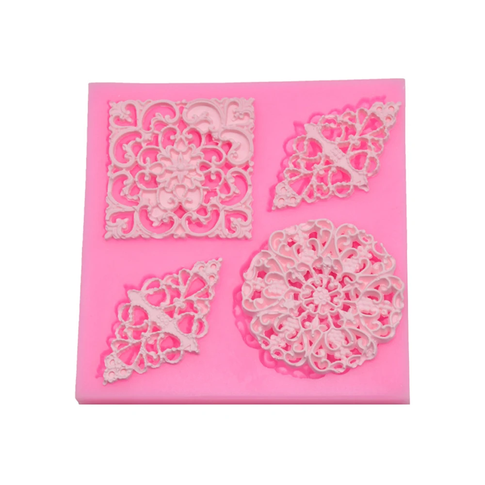 Квадратная силиконовая форма для украшения торта 8 5*8 4 см розовая геометрическая