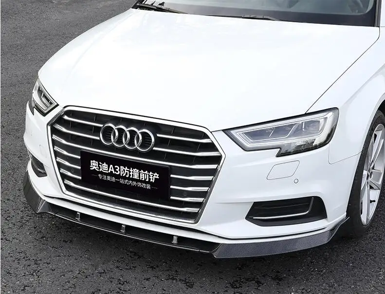 

ABS PAINT CARBON FIBER FRONT BUMPER SPOILER LIP SPLITTERS WIND KNFE COVER For Audi A3 Standard 2017 2018 2019 2020