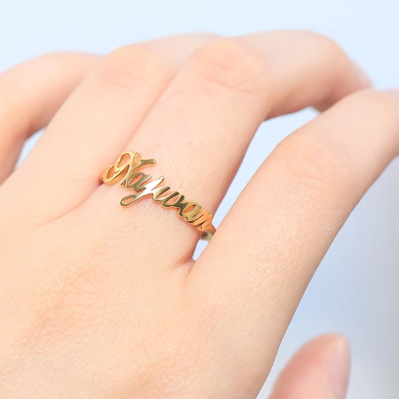 Custom Name Ring Personalized Stainless Steel Rings For Women Girls Rose Gold Silver Color BFF Jewelry anillos free shiping | Украшения и