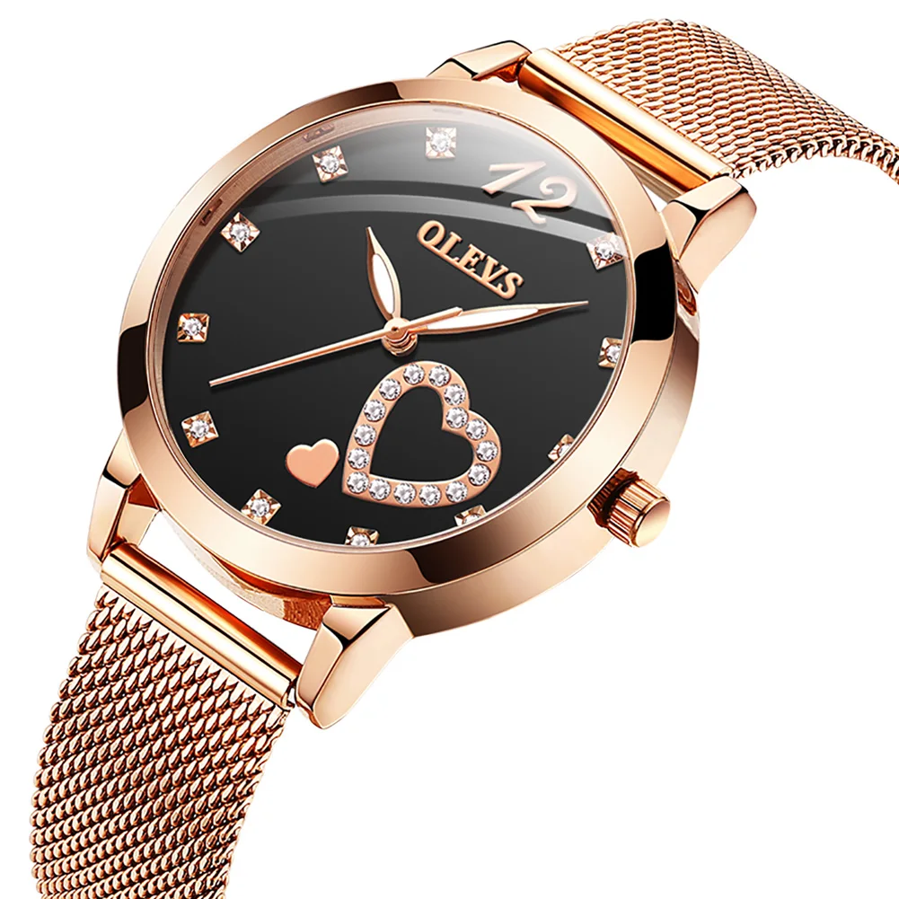 OLEVS Luxury Ladies Watch Women Waterproof Rose Gold Steel Strap Love Heart Women Wrist Watches Top Brand Bracelet Clocks enlarge