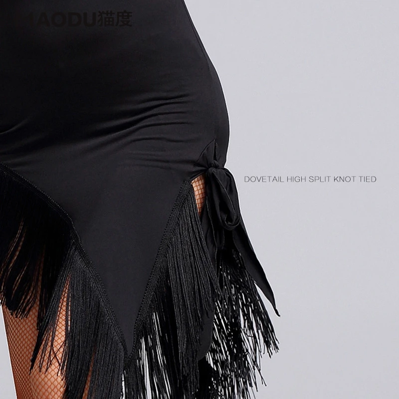 Женская юбка для латиноамериканских танцев черная танго ча Румба танцевальная