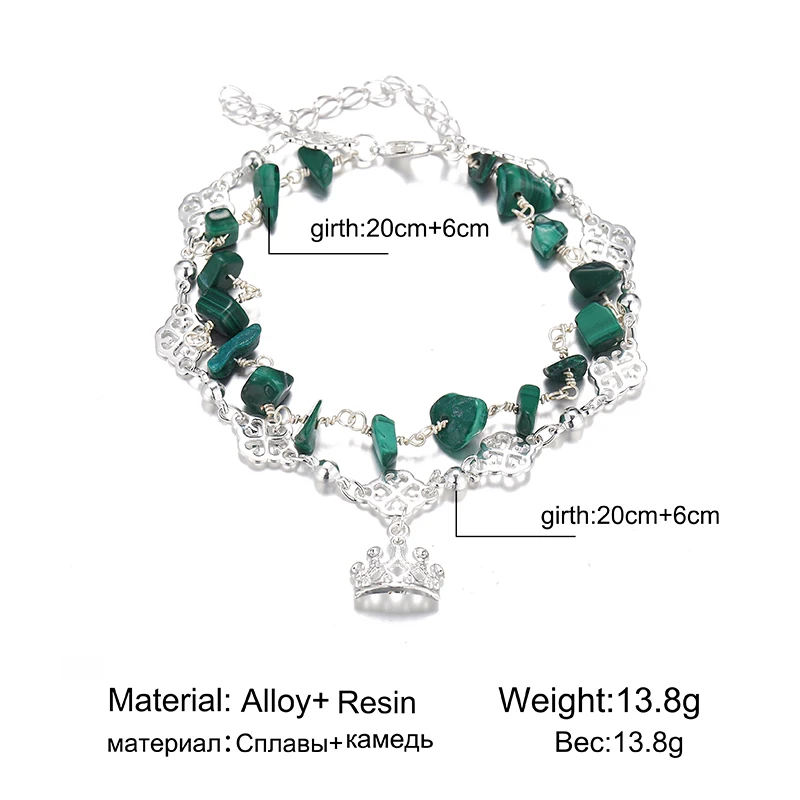 Новинка двухслойный ножной браслет инкрустированный камнем многослойный набор