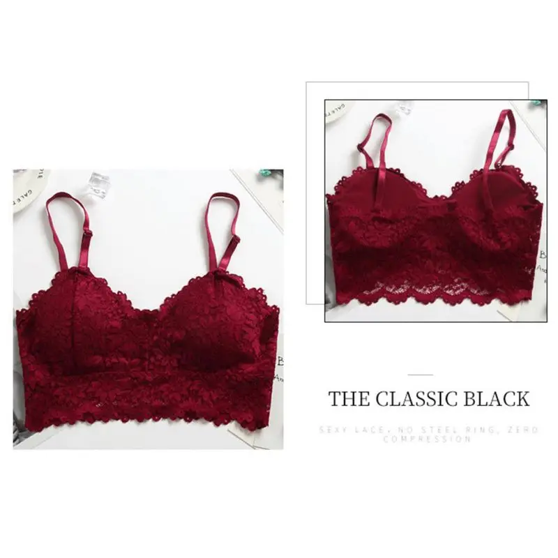 

Sexy Bra Women Lace Bralette Sexy Lingerie Underwear Wireless Padded Seamless Bra Ultra Strap Top Women Tanks Crop Tops