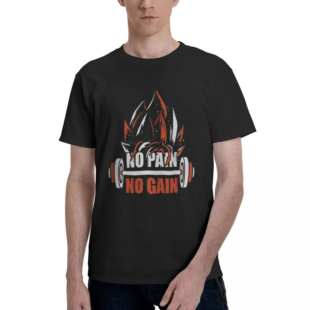 

Men's T-Shirt No Pain No Gain Saiyan Goku Bandai Dragon Ball Novelty 100% Cotton Tees Anime Dbz T Shirts Crewneck Tops Printing