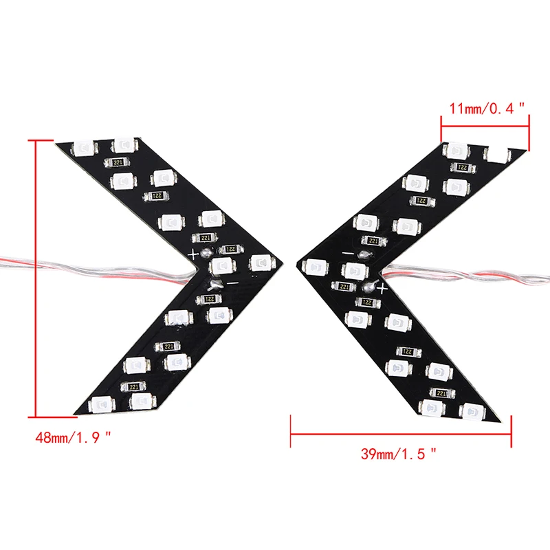 2 шт. 14LED универсальные лампочки со стрелками для автомобильного зеркала заднего