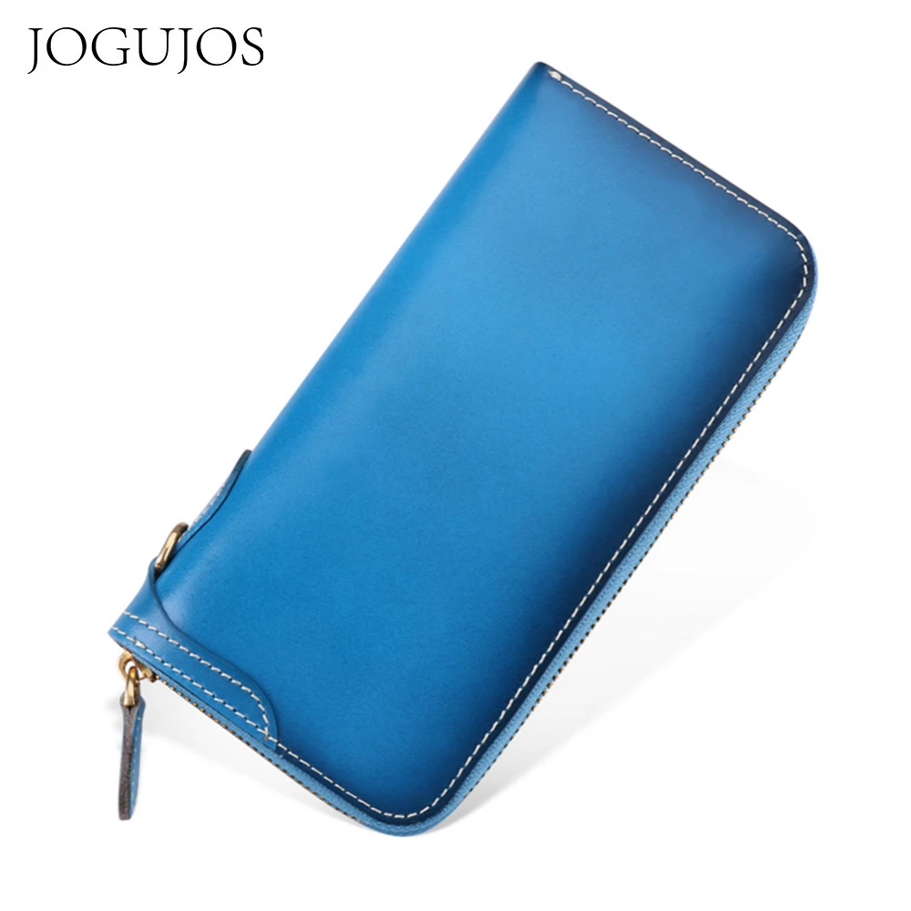 Длинный кошелек JOGUJOS для мужчин и женщин модный бумажник из натуральной кожи
