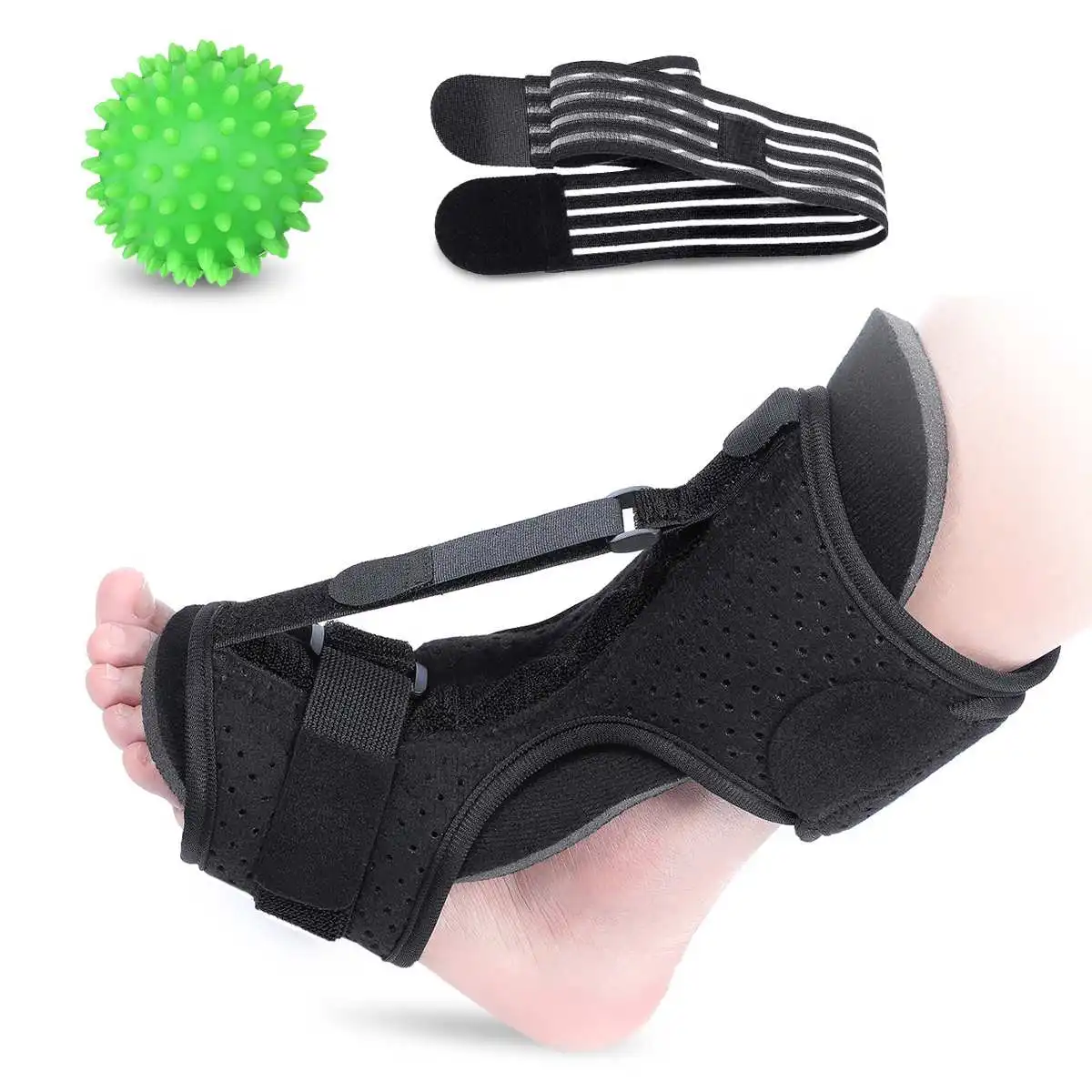 

OUTERDO Foot Drop Orthosis with Fitness Ball Adjustable Plantar Fasciitis Night Splint Brace Support Night Splints Pain Relief