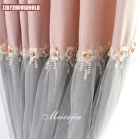 light luxury korean princess style curtains for livingroom gray pink lace princess room girl bedroom floor to ceiling curtins