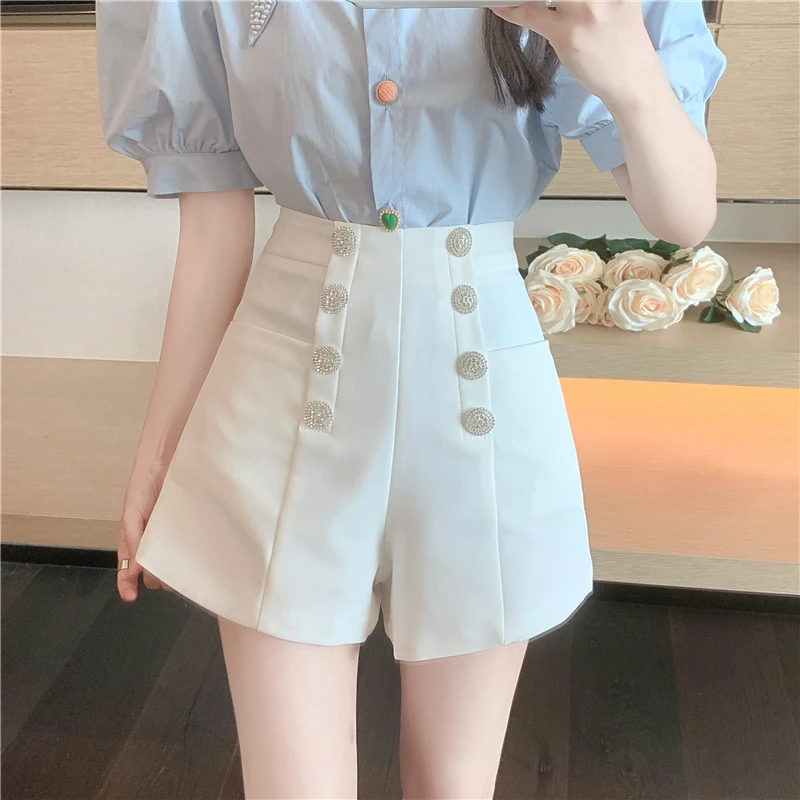 

Summer Fashion Bubble Sleeve Shirt+wide Leg Shorts Suit Pastel Survetement Femme 2 Piece Year-old Female Costume Women's Suit