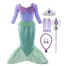 New Little Kids Girl Mermaid Costume Sequins Party Dress Halloween Purim Christmas Dress Up