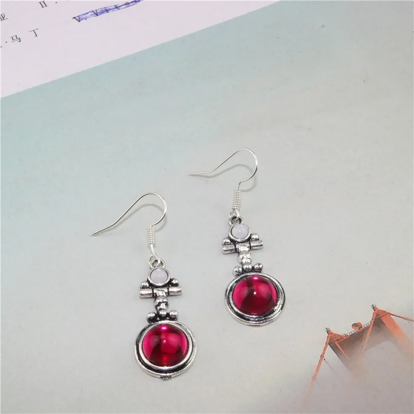 

2021 New Classic Earrings Crystal Hoop Retro Gemstone Crystal Earrings Fashion Purple Turquoise Earrings Drop Round Earrings