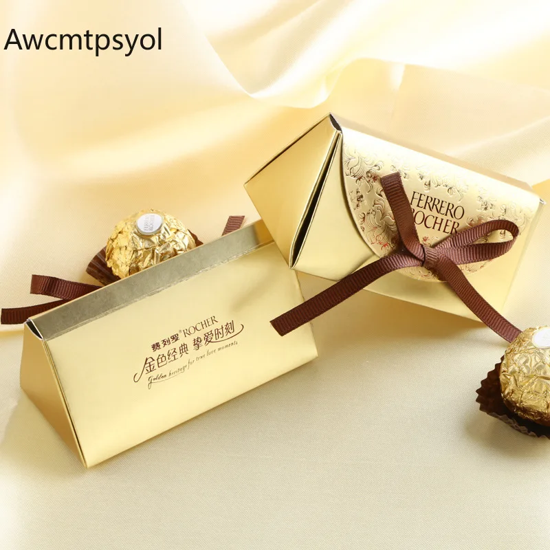 Золотая бумажная коробка для конфет Ferrero Rock свадебные подарки и подарочные