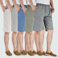 2021casual summer breeches shorts mens waist linen 7 pants short pants for male loose straight tube large size linen cargo