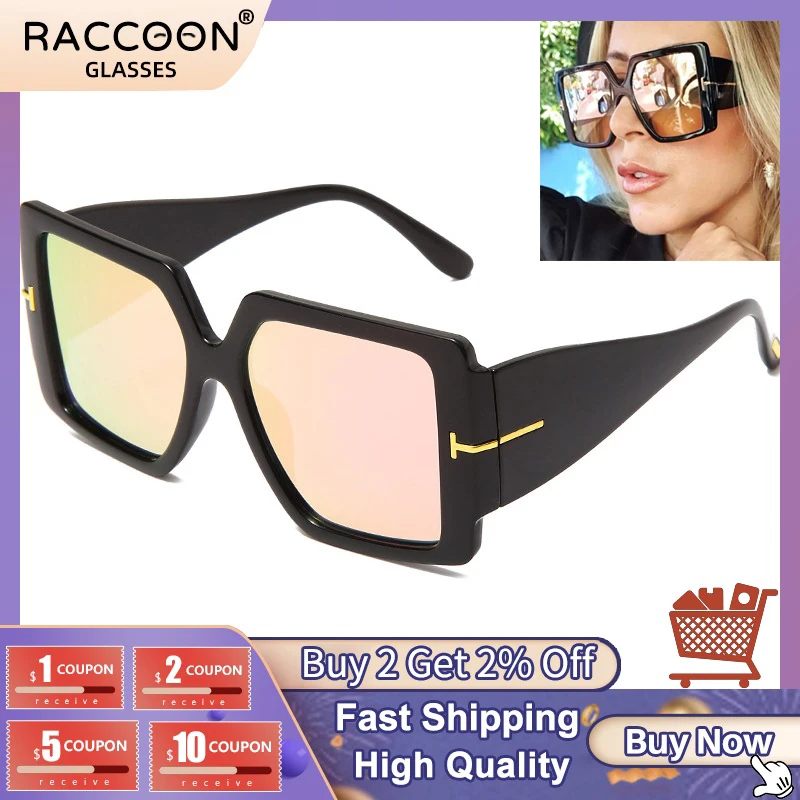 

2022 Brand Design Oversized Square Tom Sunglasses For Women Men Fashion Retro Summer Driving Travel Uv400 Big Sun Glasses Shades