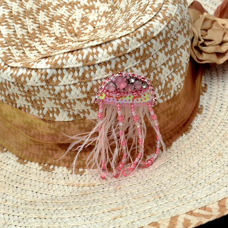 Ручная работа 3D бусины патч Медуза кисточка ткань паста брошь женский значок