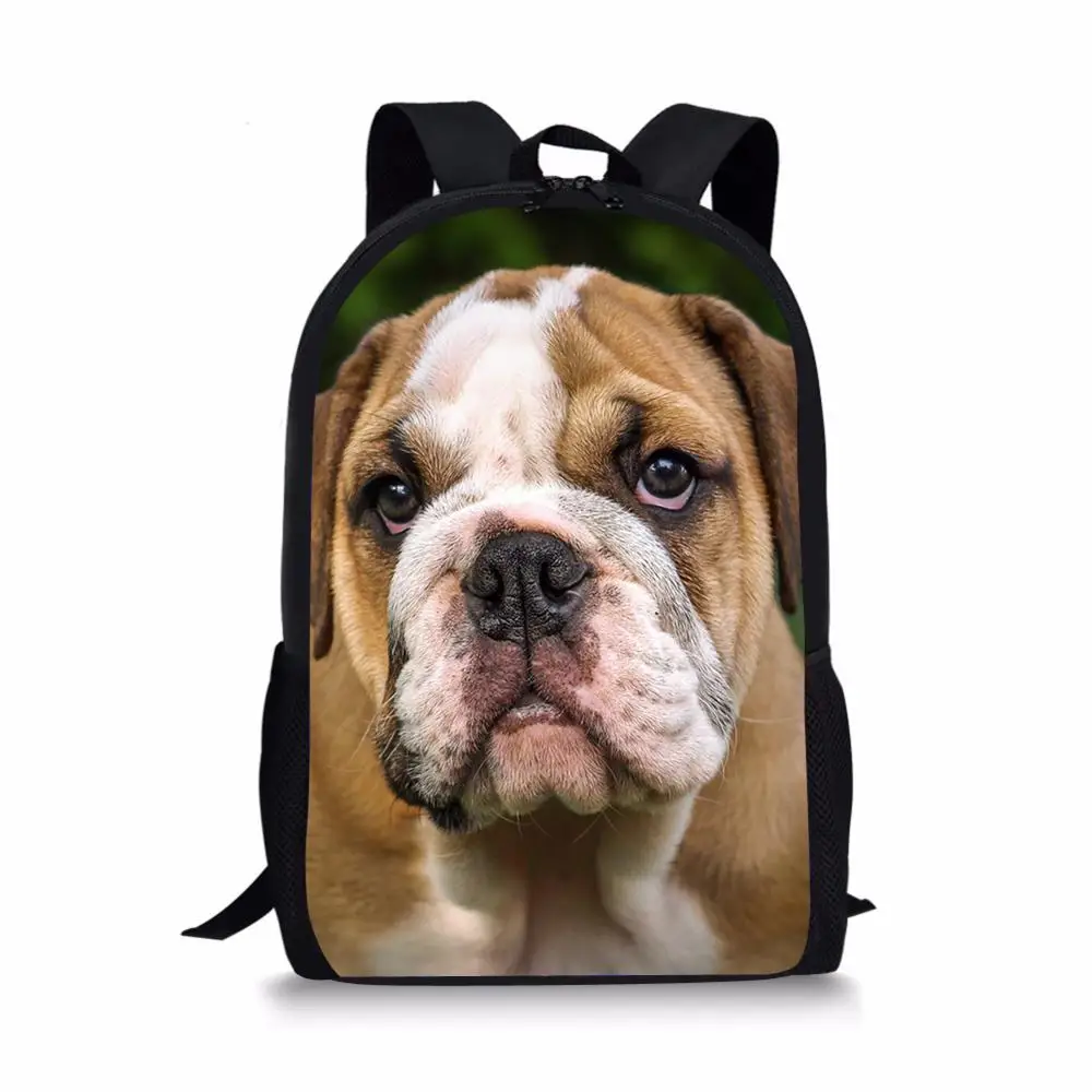 Kids School Bags Little Cute Bulldogs Prints Pattern Travel Backpack Kawaii Animal Design Toddler Boys School Backpack
