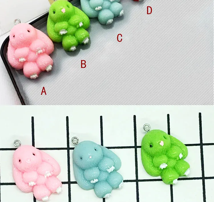 6 шт 26*, маленького размера, круглой формы с диаметром 32 мм Kawaii 3D моделирование плоские пластмассовые Рекс подвески-шармы, кролики для художественного оформления ногтей, ручная работа брелки для ключей ювелирные изделия аксессуары