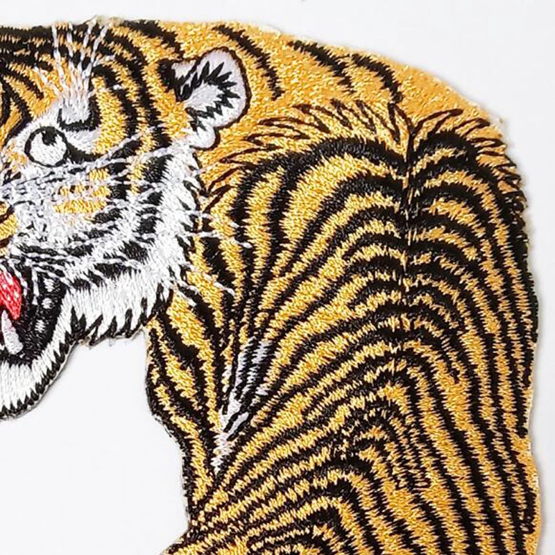 

Tiger Patch Embroidery Iron On Clothes Patch Punk Tiger Animal DIY Patches For Cloth Backpack Appliques Crafts
