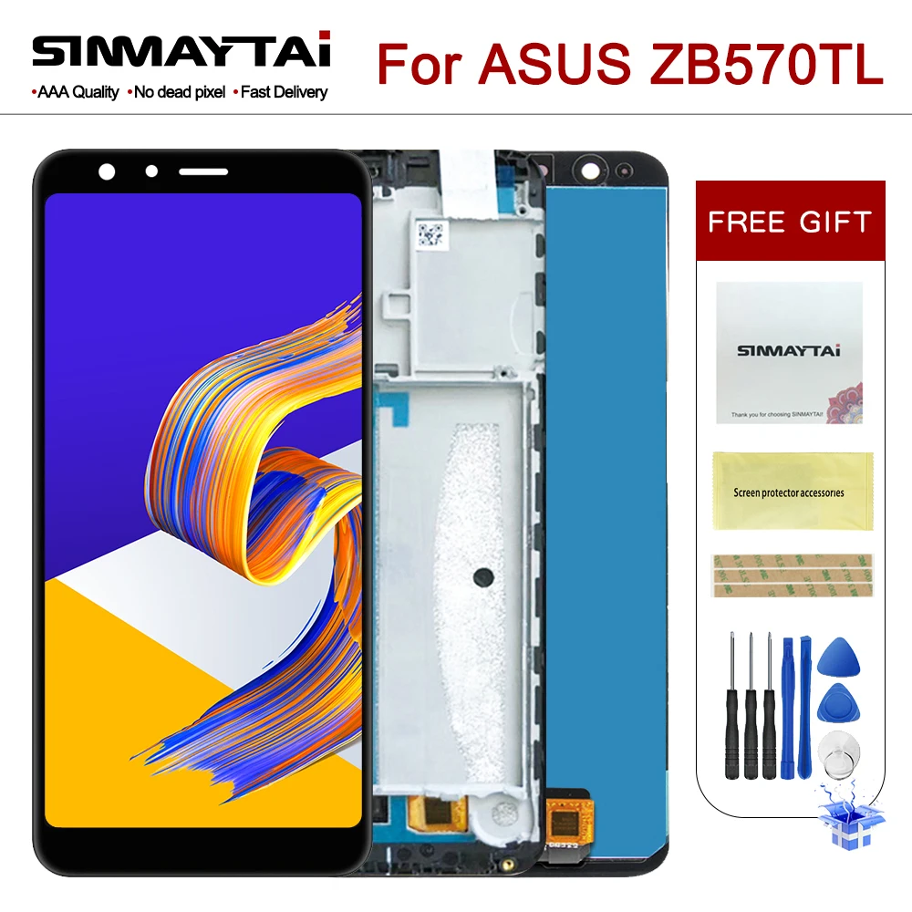 Сенсорный ЖК экран 5 7 дюйма дигитайзер с рамкой для Asus Zenfone Max Plus M1 ZB570TL X018DC|Экраны