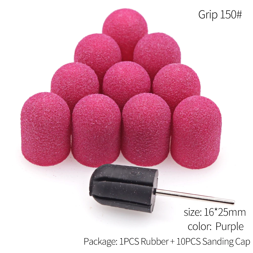 T10P16Pu15 10PCS 150# 13*19 16*25 Nail Drill Sanding Band Cap Mandrel Cutter For Manicure Set Nozzle for Pedicure Sanding Band for Pedicure - Color: T10P16Pu15