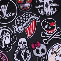 oeteldonk ghost head skull iron on patches on punk clothes sewing embroidery patch badge i want to believe letters patch sticker