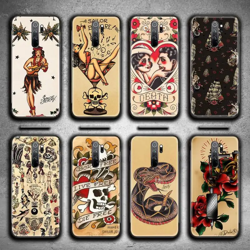 

Sailor Jerry Tattoo Phone Case for Redmi 9A 9 8A 7 6 6A Note 9 8 8T Pro Max K20 K30 Pro