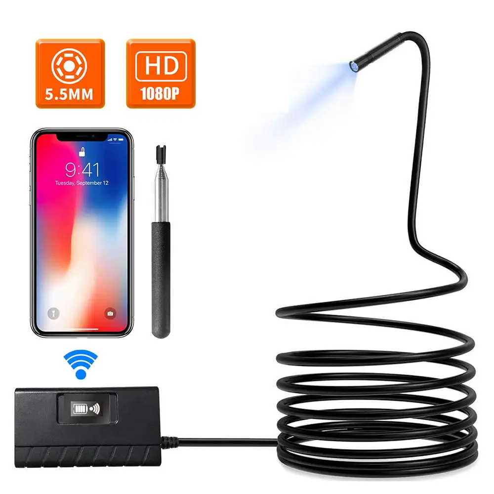 

Эндоскоп IP67 с 6 светодиодами, WiFi, USB-эндоскоп, практичный черный, для обслуживания автомобиля, мониторинга, мобильного телефона