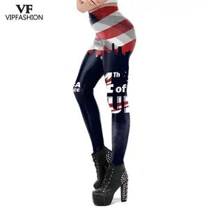 Леггинсы женские эластичные с высокой талией, с принтом американского флага