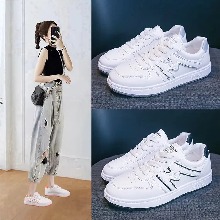 

Новинка 2021, Белая обувь, женская кожаная повседневная обувь на плоской подошве, дышащая Студенческая обувь для увеличения роста