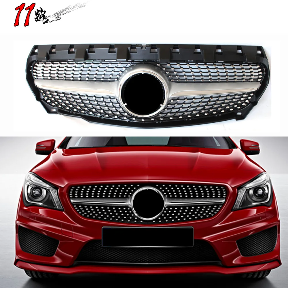 

Передняя решетка средней звезды для Benz CLA class W117 CLA200 CLA220 CLA260 CLA45 2014-2019, Алмазная решетка из АБС-пластика без эмблемы