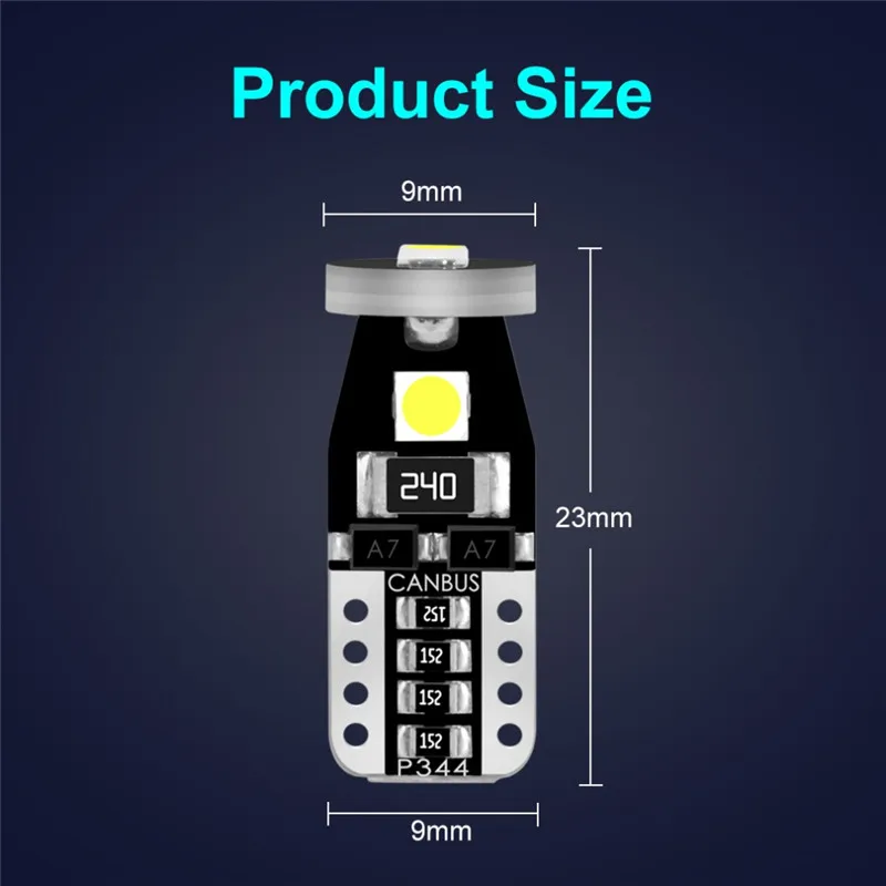 

6Pcs T10 Led Canbus W5W Led Bulbs 168 194 6000K White Signal Lamp Dome Reading License Plate Light Car Interior Lights Auto 12V