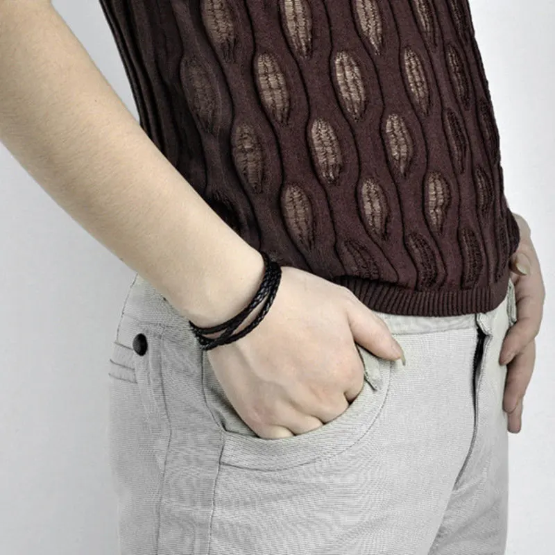 Модный мужской и женский кожаный Браслет манжета 6 цветов браслет унисекс модные