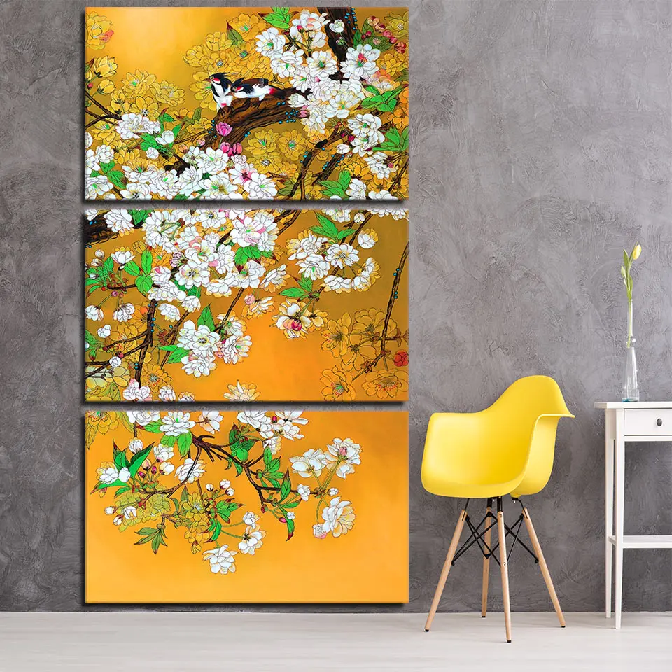 

3 Pieces Canvas Art Magpie Couple Bird Chinese Tradition Art Canvas Painting Posters And Prints Wall Picture For Living Room