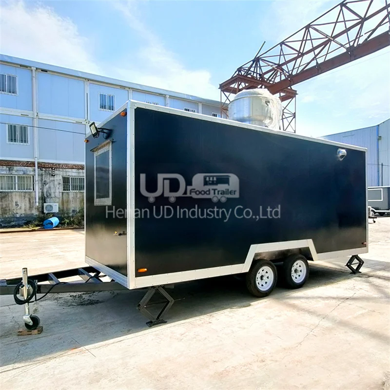 

New Style Food Trailer Black Stainless Steel Hot Dog Pizza Trailer Mobile Kitchen Food Truck Food Trailer Fully Equipped Usa