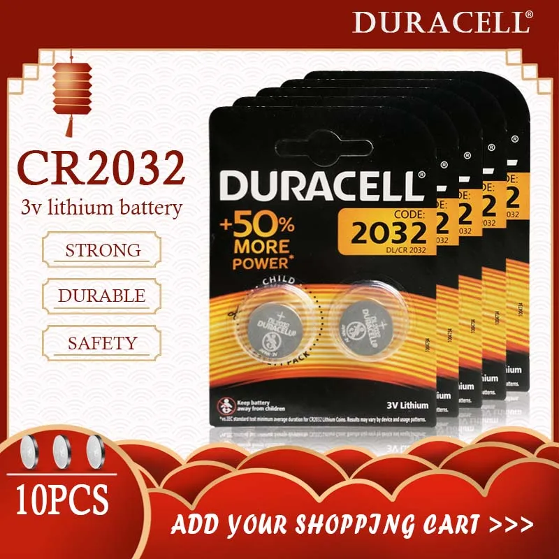 Кнопочные Батарейки DURACELL CR2032 DL2032 Литиевые 3 в для часов компьютера калькулятор