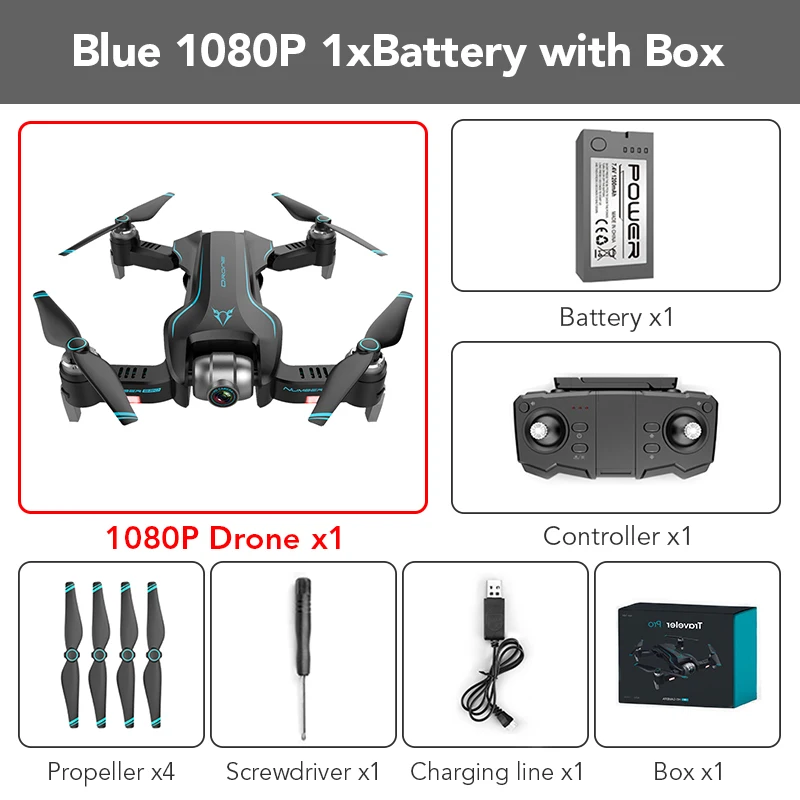 Blue1080p 1B withBox FUNSKY S20 wifi FPV с 4 K/1080 P HD камерой 18 минут время полета Интеллектуальный складной Радиоуправляемый Дрон Квадрокоптер - Цвет: Blue1080p 1B withBox