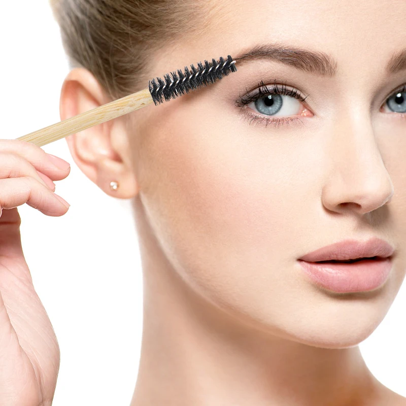 

50Pcs Lash Brush Disposable Applicators Eyelash Extension Brush Supplies Makeup Tool Bamboo Handle Micro Spoolie Eyebrow Brush