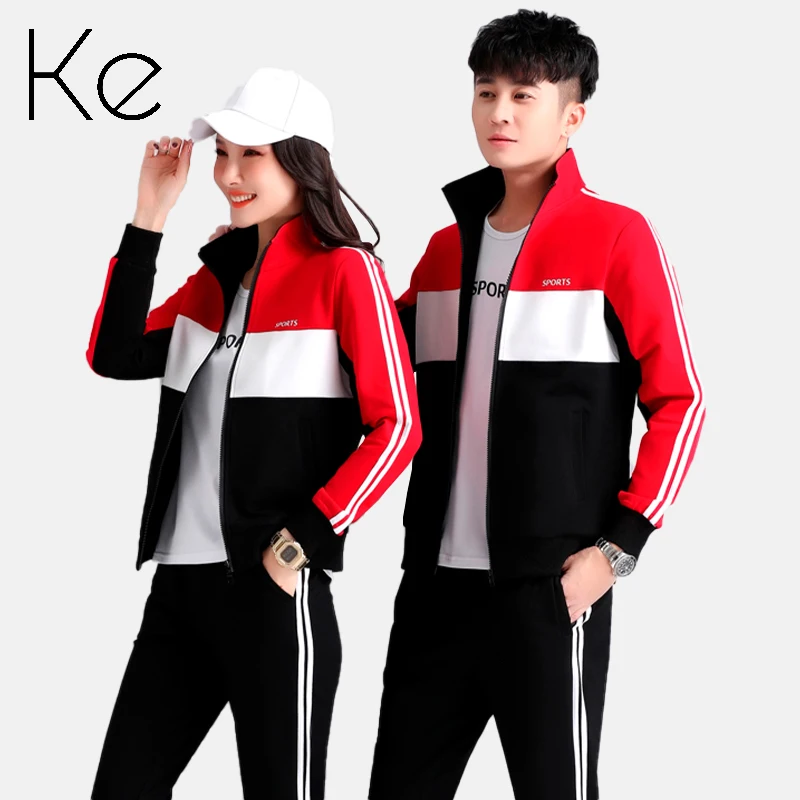 

KE unisex sports suit 3 pieces cotton 2021 spring and autumn new Sport set men trend fashion couple version casual sport woman