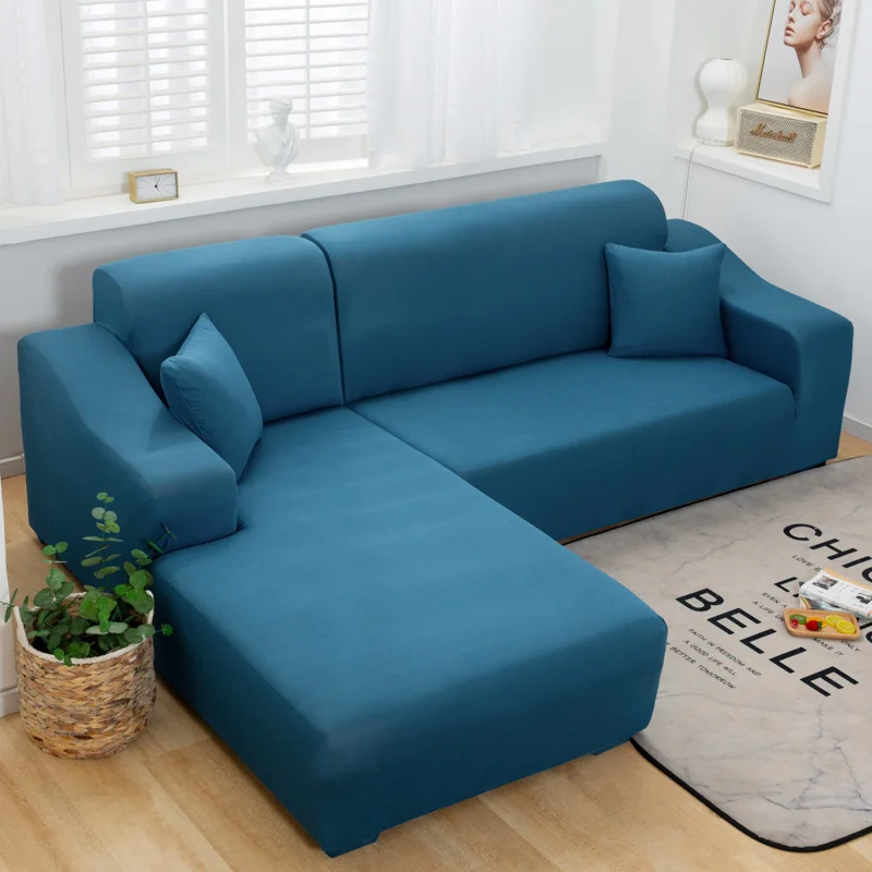 Однотонные L-образные Угловые чехлы для диванов эластичные секционные