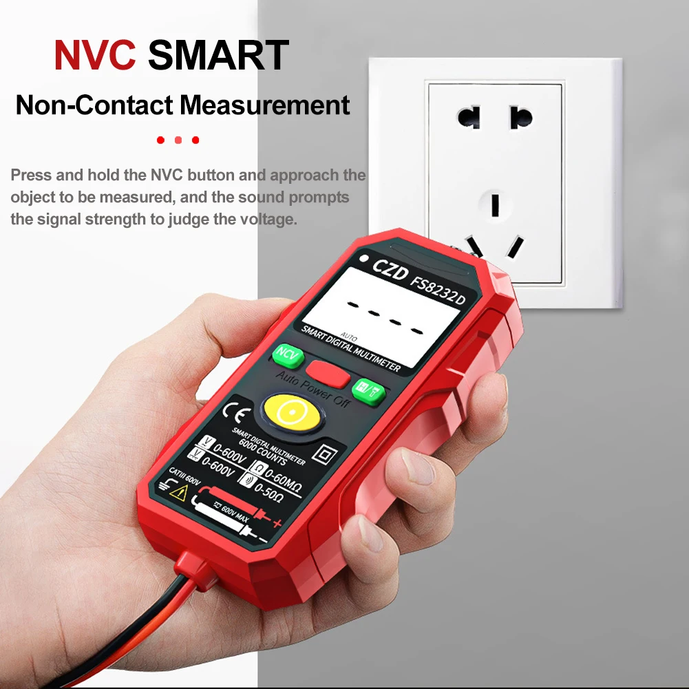 

Automatic Range Buzzer NCV 6000 Portable Counting AC and DC Voltage, LCD Backlight Display Digital Multimeter Resistance