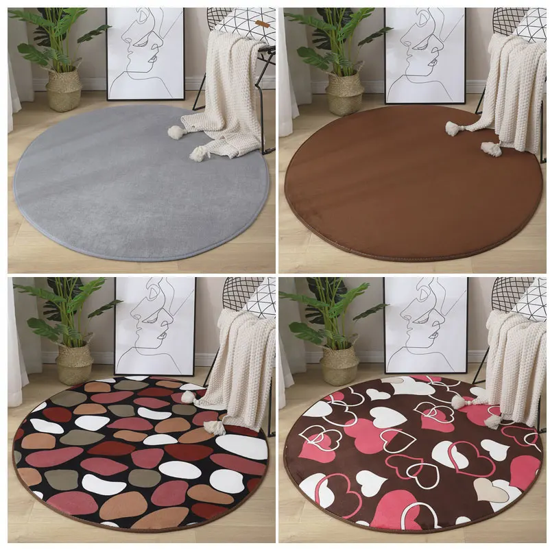 

Pure Purple Round Carpet Yoga Mat Garden Study Hanging Basket Mat Soft And Comfortable Bedroom Rug