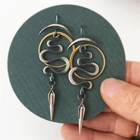 new snake irregular geometric spiral earrings for women vintage gold silver color creative female small pendant earing wholesale