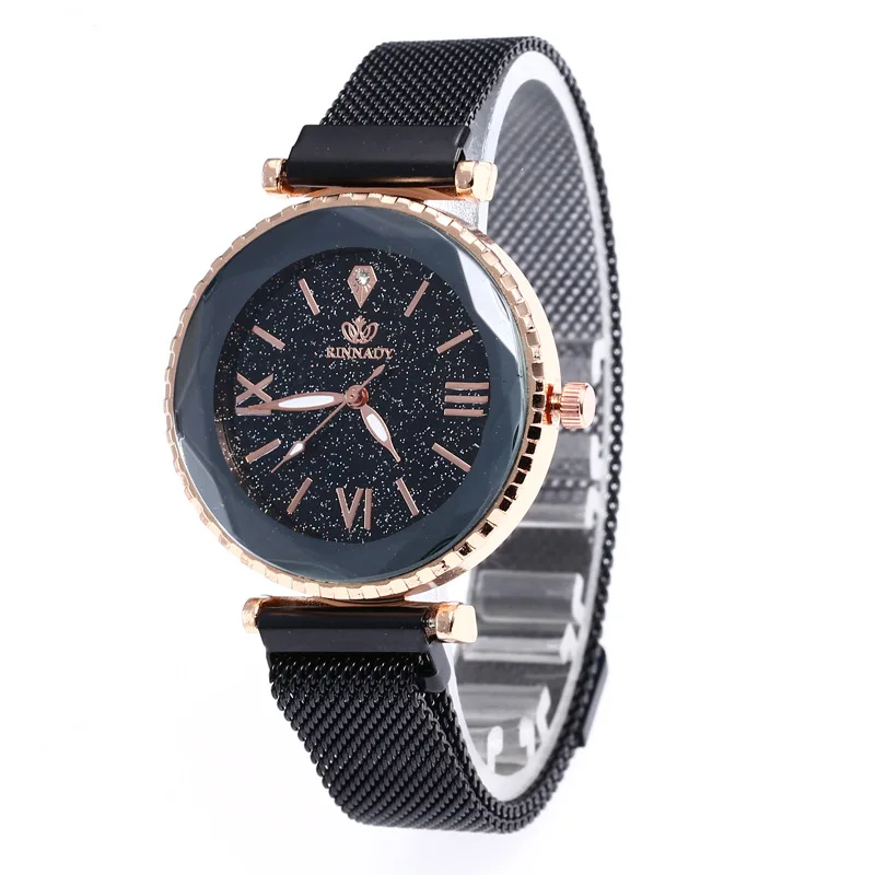 

2021 Popular Diamond Mirror Magnet Lai Ren Watch Hot Selling Same Roman Scale Magnetic Buckle Mesh Strap Watch