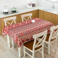 red geometric table cloth bohemian ethnic waterproof linen tablecloth home kitchen hotel desk decor nordic thicken table covers