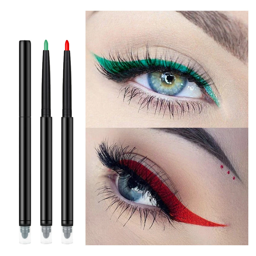 Двухсторонняя цветная подводка для глаз карандаш перламутровая белая пудра с