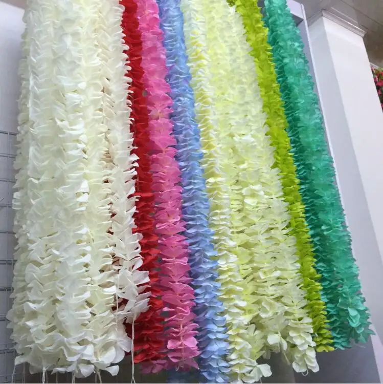 White Artificial Orchid Wisteria Vine Flower 1 Meter Long Silk Wreaths For Wedding Backdrop Decoration Shooting Props 30pcs