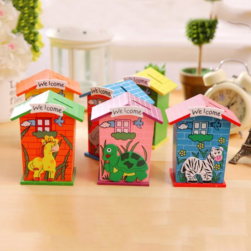 Деревянные детские банковские игрушки в форме домика копилки для детей монет