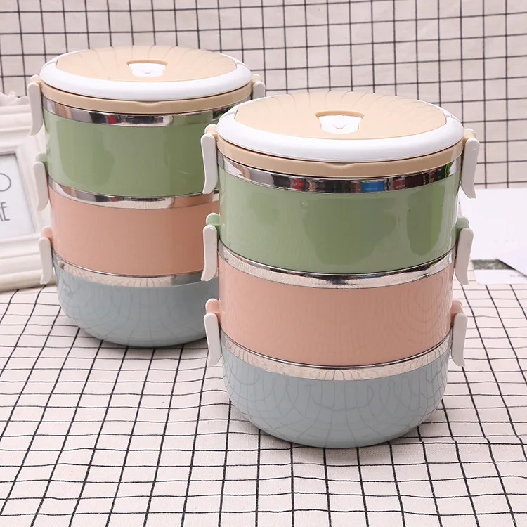 Трехслойные Ланч боксы из нержавеющей стали AHTOSKA с отделениями Бенто бокс