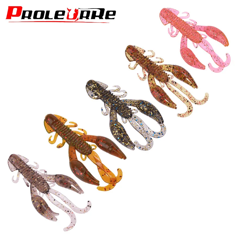 10PCS/Lot Jig Wobbler Silicone Worm Soft Bait 5cm 7cm Crayfish Fishing Lure Shrimp Smell Swivel Twintails Sea Bass for Carp